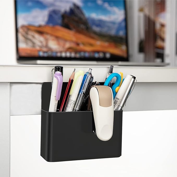 MoKo Magnetic Dry Erase Marker Holder, Pen Pencil Holder Storage Organizer for Whiteboard, Refrigerator, Locker and Other Magnetic Surfaces - Black
