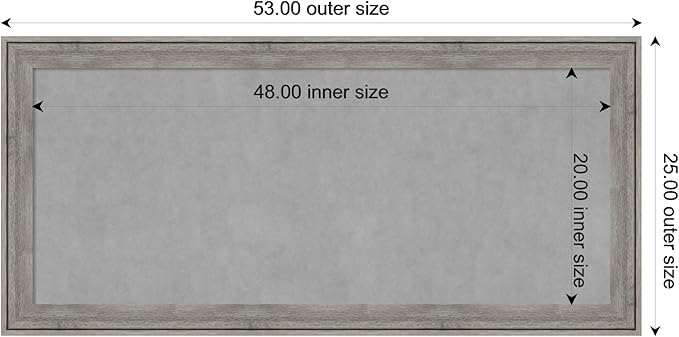 Amanti Art Grey Framed Magnetic Board 25x53 Oversize Vision Board for use with Magnets, 100% Metal Sheet to Display Items as Office Decor or for Home Organization in mudroom, Kitchen or Kids Room