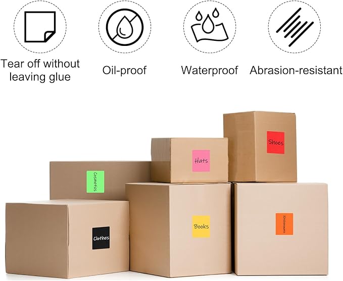 PATIKIL 3 x 5 Inch Rectangle Inventory Color Coding Labels 1 Roll, Square Self-Adhesive Inventory Label Stickers for Office Home Organization Name Tags, 500 Per Roll, Black
