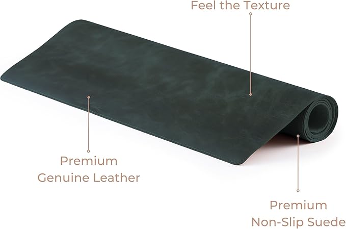 Node Leather Calfskin Leather Desk Pad – Executive Office Desk Mat with Non-Slip Bottom – Smooth Surface for Mouse & Keyboard – Wide Desk Protector 15 3/4" x 38" – Real Leather Desk Blotter