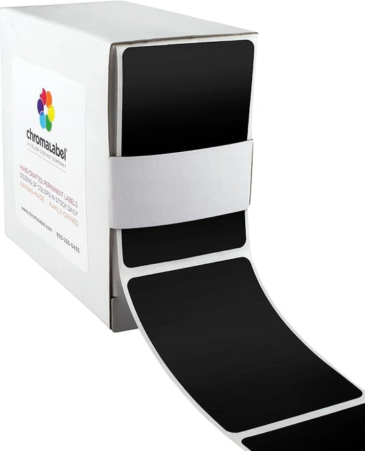 ChromaLabel 2 x 3 inch Permanent Color Code Rectangle Labels, 250 Labels per Dispenser Box, Black