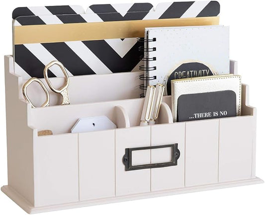BLU MONACO | Light Pink Mail Organizer | Wooden 3 Tier Desk Organizer for Countertop Sorting | Rustic Blush Mail Sorter for Kitchen Office