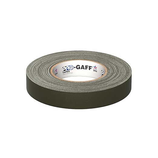 1" Width ProTapes Pro Gaff Premium Matte Cloth Gaffer's Tape With Rubber Adhesive, 11 mils Thick, 55 yds Length, Olive Drab (Pack of 1)
