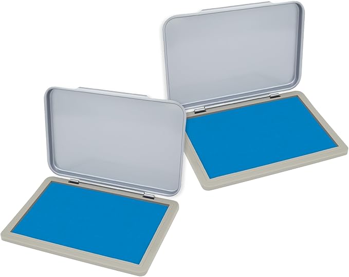 2 Pack Metal Case Stamp Pad Medium Size, Sky Blue Color - Size: 3" x 4" - Choose from 15 Ink Colors
