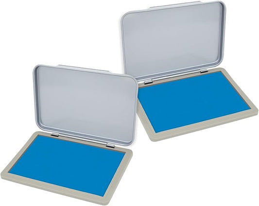 2 Pack Metal Case Stamp Pad Medium Size, Sky Blue Color - Size: 3" x 4" - Choose from 15 Ink Colors