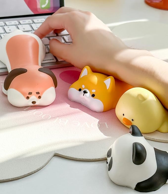 Cityhermit Upgrade Ergonomic Memory Foam Wrist Rest Support for Mouse Computer Arm Rest for Desk Cute Animals Wrist Pad Office Supplies Slow Rising PU Wrist Pad (Duck)