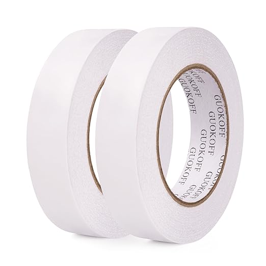 GUOKOFF Double Sided Tape 1 Inch x 40 Yards - 2 Rolls, Strong Adhesive Double Sided Sticky Tape, Two Sided Tapes, Multipurpose Tape for Arts, DIY, Crafts, Scrapbooking