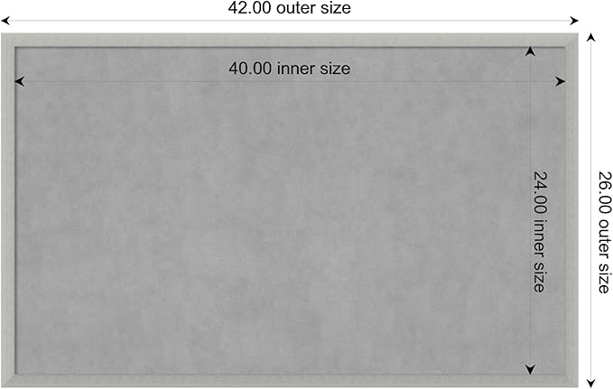 Amanti Art Silver Framed Magnetic Board 26x42 Large Vision Board for use with Magnets, 100% Metal Sheet to Display Items as Office Decor or for Home Organization in mudroom, Kitchen or Kids Room