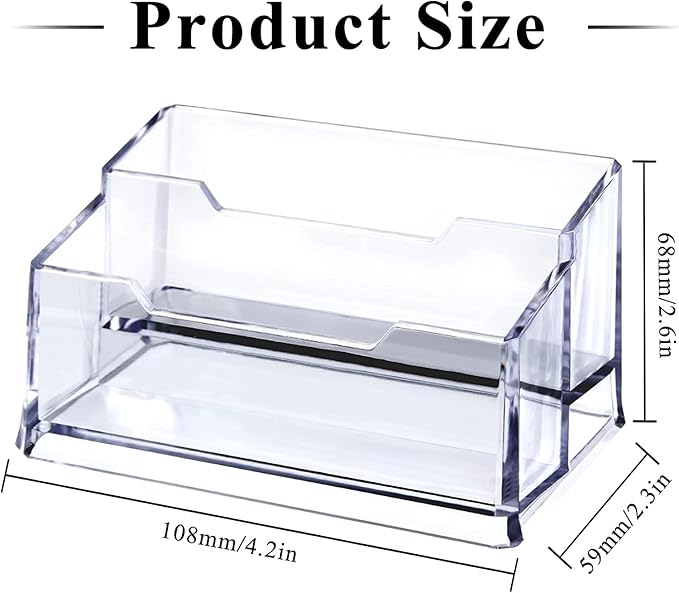 Meschett 3 Pack Clear Acrylic Business Card Holder,2 Tier Premium Acrylic Clear Business Card Holder Stand for Desk Fits 100 Business Cards