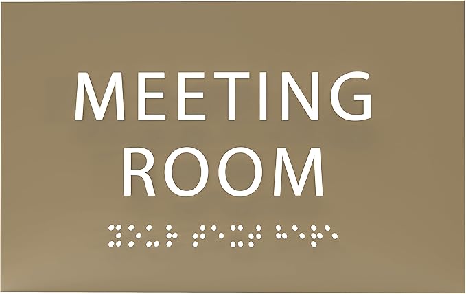 ADA CENTRAL SIGNS - 6" X4" Meeting Room Sign - ADA Compliant Tactile Graphics Grade 2 Braille Text Acrylic Wall Sign | Privacy, Interview, Room Name Sign for Schools, Hospitals, Offices, & Apartments