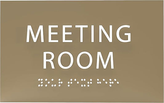 ADA CENTRAL SIGNS - 6" X4" Meeting Room Sign - ADA Compliant Tactile Graphics Grade 2 Braille Text Acrylic Wall Sign | Privacy, Interview, Room Name Sign for Schools, Hospitals, Offices, & Apartments