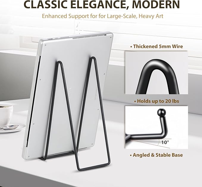 LIONWEI LIONWELI Plate Display Stand Easel Holders - 10" Tabletop Metal Stands for Heavy Plates, Large Platters and Plaques - Black, 2-Pack