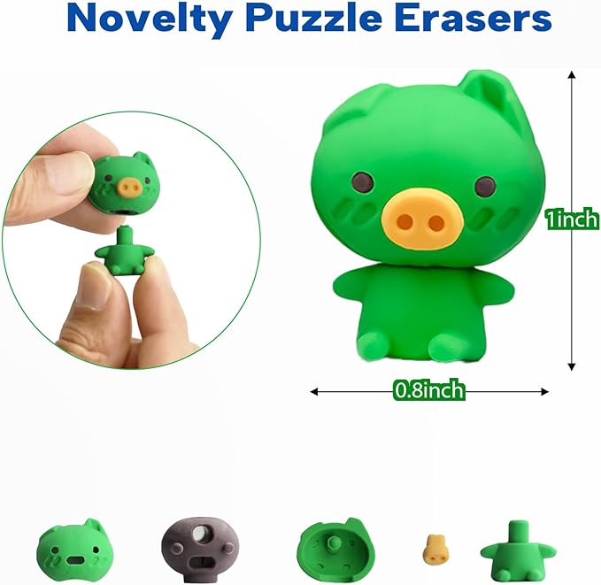 Gomimeor 45 Pcs Animal Erasers for Kids, Pencil Erasers Bulk, Cute Animal Erasers for Classroom Prizes and School Supplies, Assorted Colors