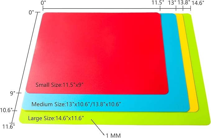 8 Pieces Flexible Cutting Board mats, Plastic Cutting Boards for Kitchen Cooking, Cutting board sheets for Meat and Vegetables, Dishwasher Safe