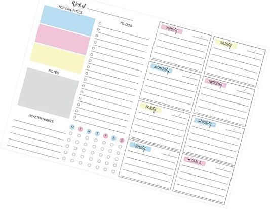 JAMIEKA 52Color Weekly Tearable Planners Pad for Efficient Time Management Goal Tracking On Paper Schedule Notepad for Student