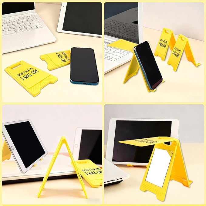 Funny Office Desk Accessories,Motivational Affirmations Office Cubicle Decor,Phone Holder Mirror Acrylic Table Signs,Library Desk Decor for Women Men Boss Coworker Cashier Legal Advisor (I Will Cry)