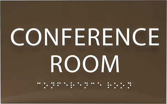 ADA CENTRAL SIGNS - 6" X4" Conference Room Sign - ADA Compliant Tactile Graphics Grade 2 Braille Text Privacy Sign | Wall Mount Plastic Meeting Signs For Schools, Hospitals, Offices, and Apartments