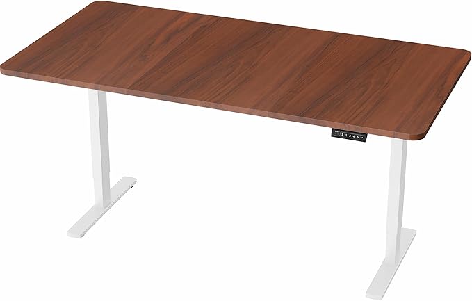 VIVO Electric 71 x 36 in Standing Desk, Memory Height Adjustment, 1B Series, Holds 220 lbs, Dark Walnut Top White Frame, DESK-KIT-1W7D-36