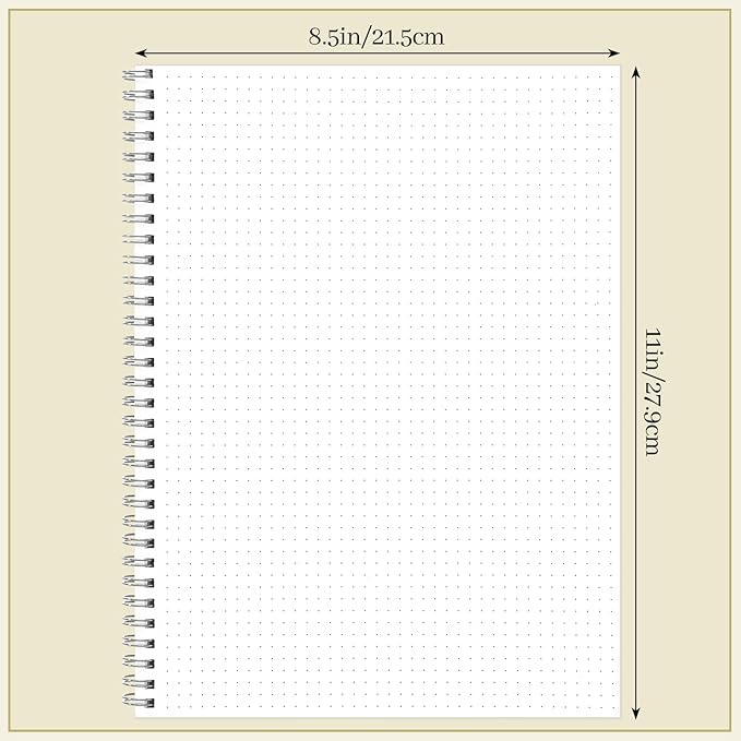 BESARME 80 Sheets A4 Dot Grid Spiral Notebook, 2PCS Dotted Notebook 8.5" × 11" College Ruled Grid Notebooks for School Office