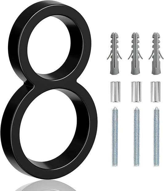 5" Floating Stainless Steel Address House Number, Modern Metal Anti-Rust House Numbers with Nail Kits for Door Garden Mailbox Decor Visibility Signage (8)