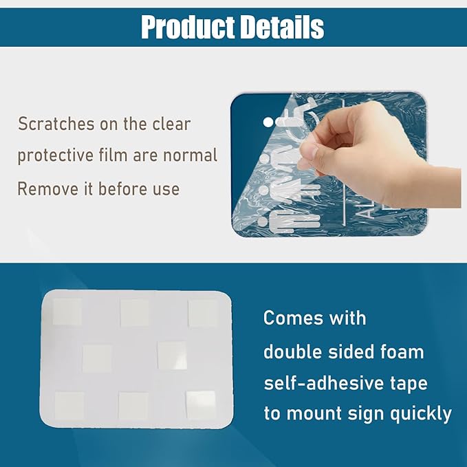 6x8 Inch Restrooms for Customer Only Sign Blue - Self-stick Door Wall Labels Sign for Offices Businesses House Home
