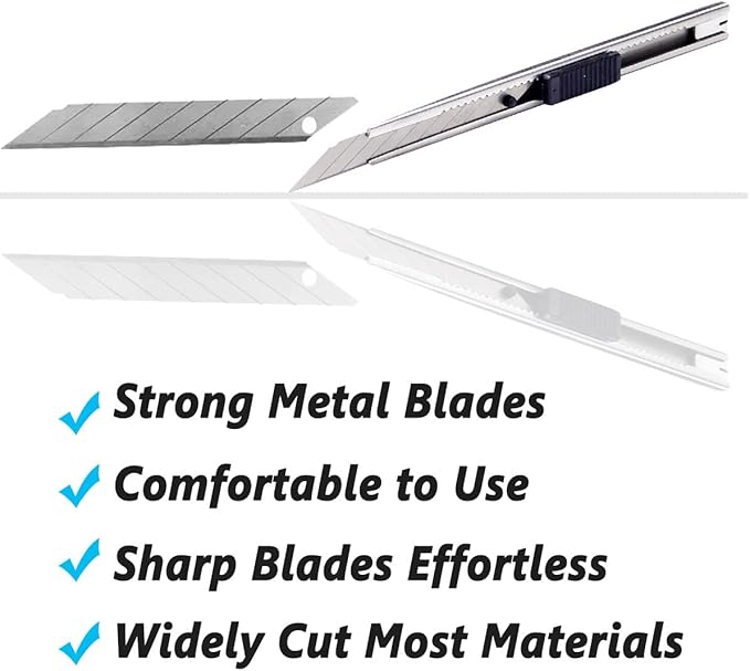 WEKOIL 9mm Snap Off Utility Knife 3 Pack High Hardness Retractable Box Cutters with 30 Pcs Snap Off Blades,Art Craft Hobby Cutter 9mm Knife for Home Office Workstation