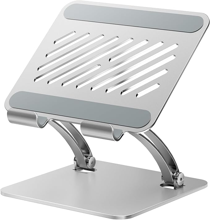 tounee Tablet Holder Stand, Dual Rod Adjustable Aluminum Desktop Stand, Compatible with 4.7-16.9" iPads, Surface Tablets, Portable Monitors, Kindle & More (Silver)