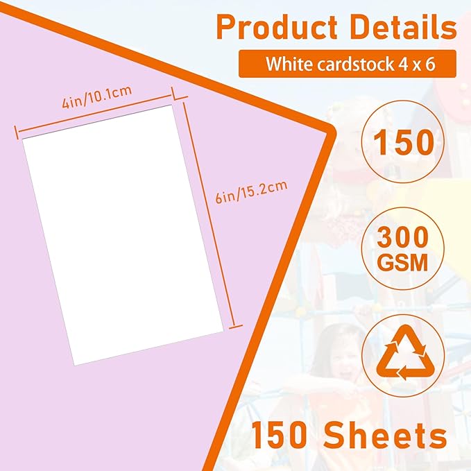 Guakicae 150 Sheets White Cardstock 4 x 6 Scrapbooking Paper, 300gsm/110lb Heavyweight Flat Card Stock Printer Paper for DIY Card Making, Invitations, Greeting Cards, Birthday, Business Cards