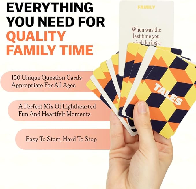 TALES 150 Conversation Cards, Family Edition, for Families, Adults, Teens, and Kids, Family Dinners, Game Nights, and Gatherings, Prompts for Meaningful Connections