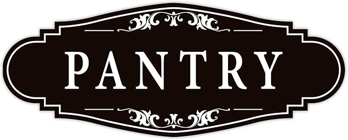 Pantry Door Sign Sticker for Kitchen, Self-adhesive Farmhouse Pantry Decor for Home，Waterproof Vinyl Food Storage Decals for House Area, Glass/Wooden Door, Restaurant （Black）
