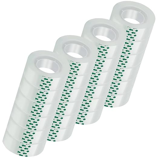 JACMD 24 Rolls Clear Tape, Transparent Tape Refills, Gift Wrap Tape 3/4 * 1000 inch for Gift Wrapping for Office, Home, School