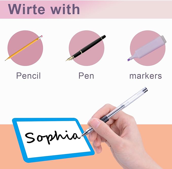 300 PCS Name Tag Stickers - 3.5'' x 2.2'' 4 Colors, Self-Adhesive Sticker Name Tags for School, Office, Home, Party, Meeting