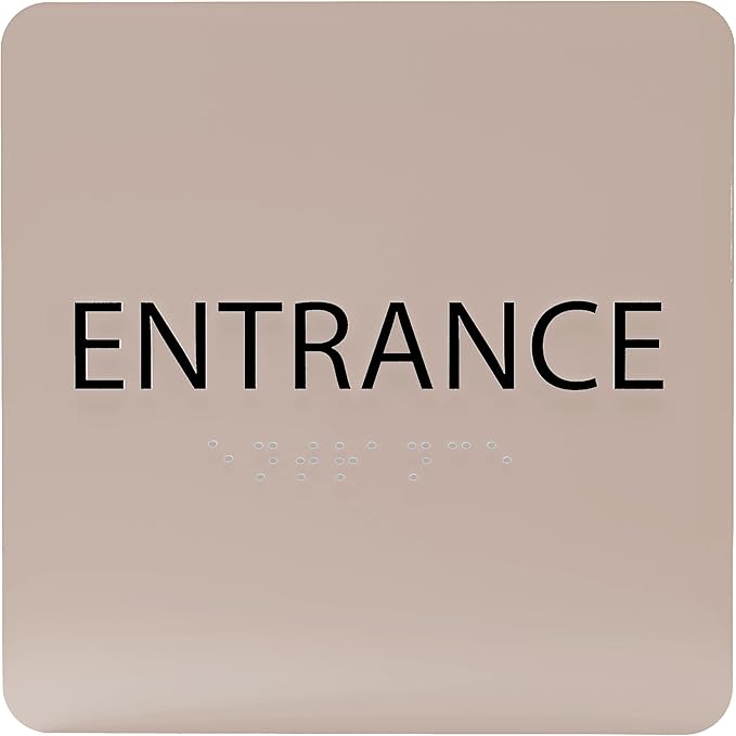 ADA CENTRAL SIGNS - 6" X6" Entrance Sign - ADA Compliant Tactile Graphics Grade 2 Braille Text Acrylic Wall Sign - Entry, Way in, Access Signs for Office, Hotel, Schools, Apartment, and Restaurants