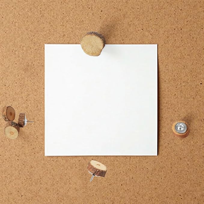 Wood Push Pins 80Pcs Set - Wooden Thumb Tacks for Cork Boards, Foam Boards, Map Calendar, Daily Use at Home Office