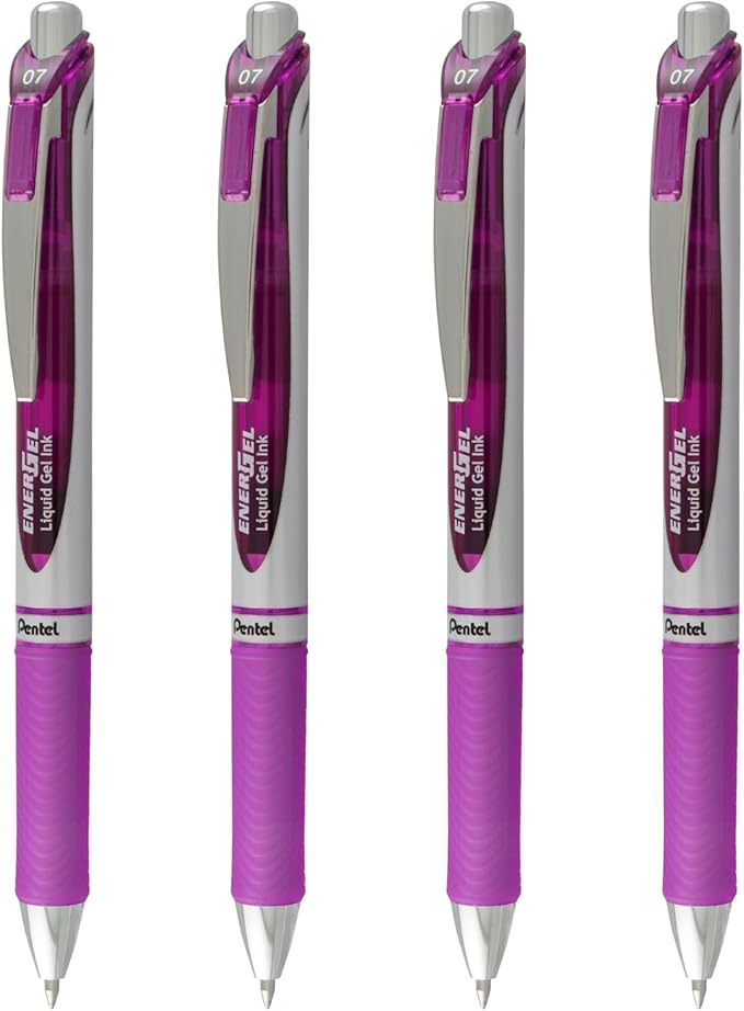 Pentel EnerGel RTX Liquid Gel Pens, Medium (0.7mm), Violet, 4-pk (BL77PF4V)