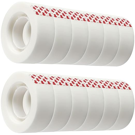 PCKPGON 12 Rolls Invisible Tape Refill, Matte-Finish Translucent Tape Refills for Dispenser, 3/4 x 1000 Inches, Engineered for Repairing Correction and Labeling
