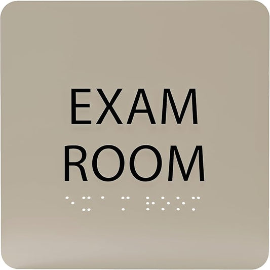 ADA CENTRAL SIGNS - 6" X6" Exam Room Sign - ADA Compliant Tactile Graphics Grade 2 Braille Text Acrylic Wall Signs - Educational Institution Directional Assistance Test Center Door Sign for Schools