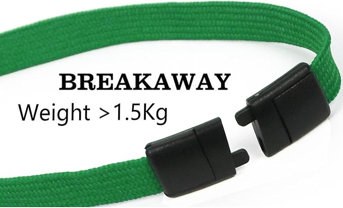 Bird Fiy Lanyards Safety Black Lanyards Neck Flat Premium Breakaway Badge Lanyard with J-Hook for ID Nametag Badge Holder (Green, 25 PCS)