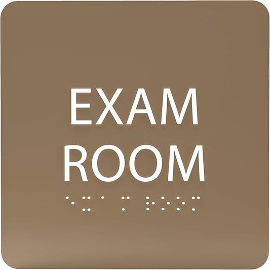 ADA CENTRAL SIGNS - 6" X6" Exam Room Sign - ADA Compliant Tactile Graphics Grade 2 Braille Text Acrylic Wall Signs - Educational Institution Directional Assistance Test Center Door Sign for Schools