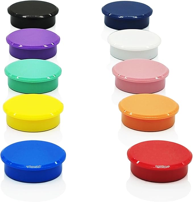 PYJLBX Fridge Magnets, 10 Pack Strong Refrigerator Magnets, Colorful Cute Mini Round Magnets for Whiteboard, 10 Colors Heavy Duty Small Magnet for Fridge Office Locker Crafts Classroom Dry Erase Board