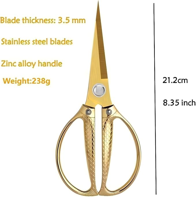 Large Ribbon Cutting Scissors,Heavy duty gold stainless steel scissors,With scissors and a pair of white gloves,Suitable for Ribbon-Cutting,Office,Home,and Crafts, Right/Left Handed (8.35 inches)