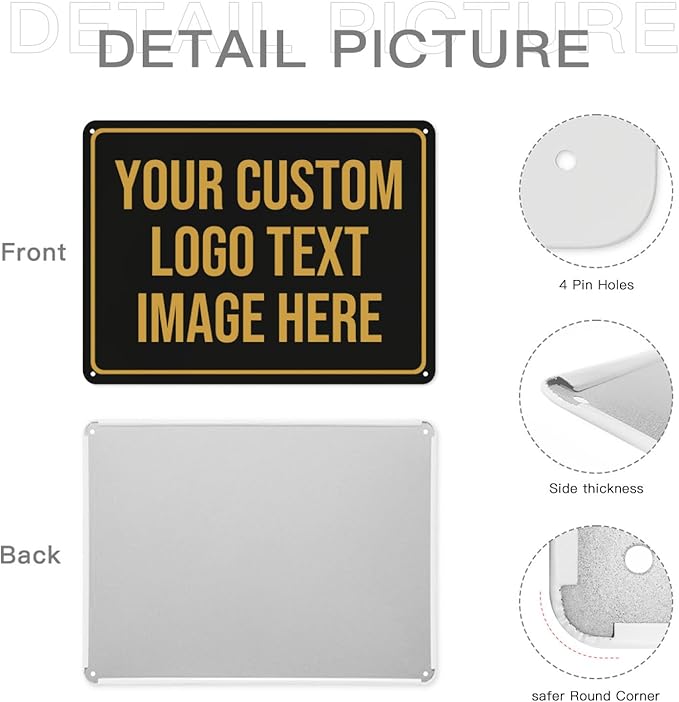 Custom Signs Outdoor Metal Sign Customized Sign - Custom Personalized Metal Signs Make Your Own Sign Add Text Photo Logo For Office Business Workplace Home Bar Indoor Outdoor Use 8"x12"