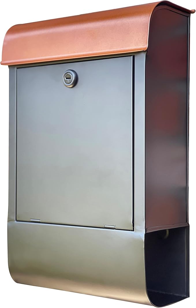 NACH Locking Mailbox, 16 x 4.5 x 10 inch, Black Mailbox with Lock, Waterproof Mailbox Wall Mount - The Dominion Lockable Mailbox
