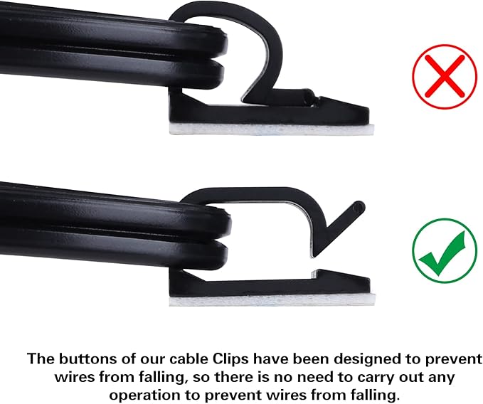 XHF 5/8” Adhesive Cable Wire Clips Black 60pcs, Cable Staples Outdoor Cable Management Wire Organizer Cord Holder for Under Desk, Car, Wall, TV PC Ethernet Cable