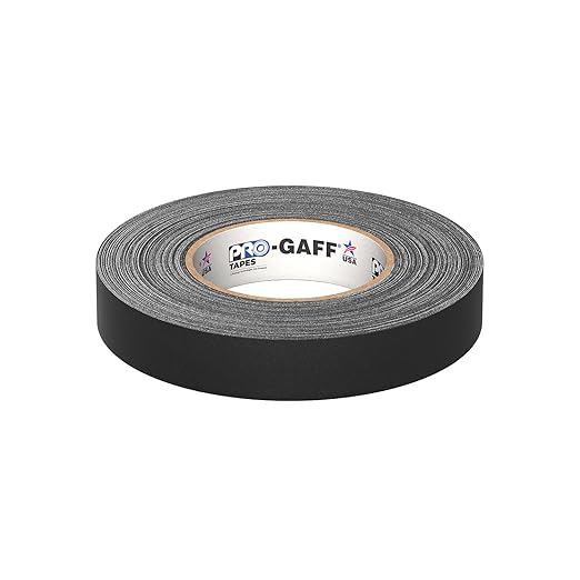 1" Width ProTapes Pro Gaff Premium Matte Cloth Gaffer's Tape With Rubber Adhesive, 11 mils Thick, 55 yds Length, Black (Pack of 1)