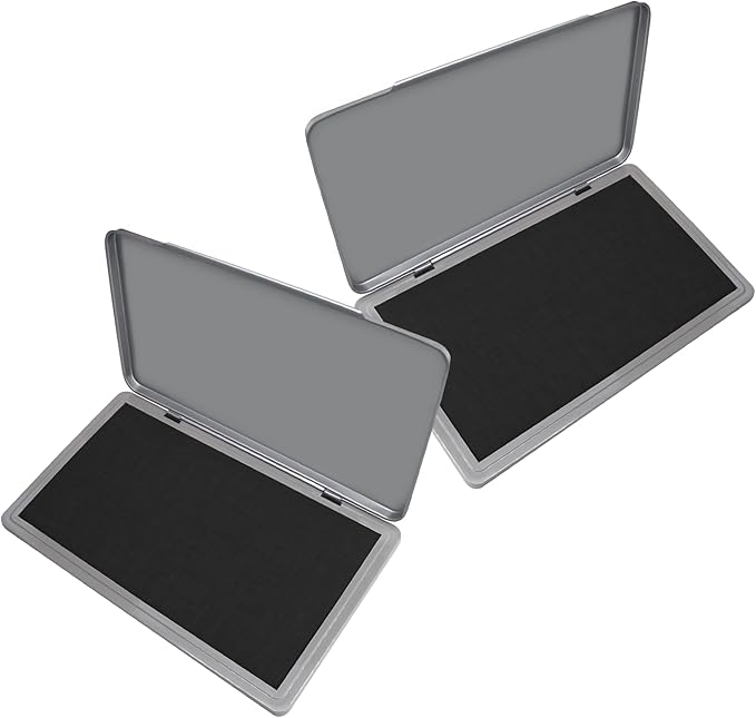 2 Pack Metal Case Stamp Pad Large Size, Black Color - Size: 3" x 6" - Choose from 15 Ink Colors