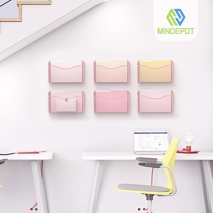 MINDEPOT Wall File Organizer,Hanging Wall Mounted File Folder Binder Holder Mail Organizer for Office,Home and School Supplies