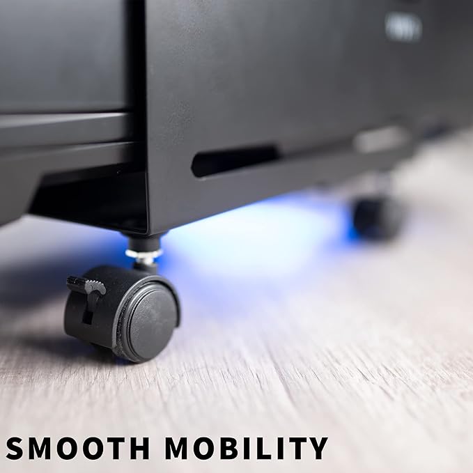 VIVO Large Computer Tower Desktop ATX-Case, CPU Steel Rolling Stand, 7.8 to 14 inch Wide Adjustable Mobile Cart Holder with Locking Caster Wheels, Gaming PC Holder, Black, CART-PC01L