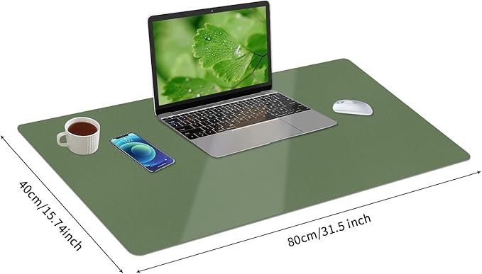 Bloss Green Desk Mat, Desk Matt for Desktop, Large Leather Desk Pad, Desk Pad Mat Waterproof, Computer Mat for Office/Home/Decor/Desk Protector(31.5 x 15.7 Inches)