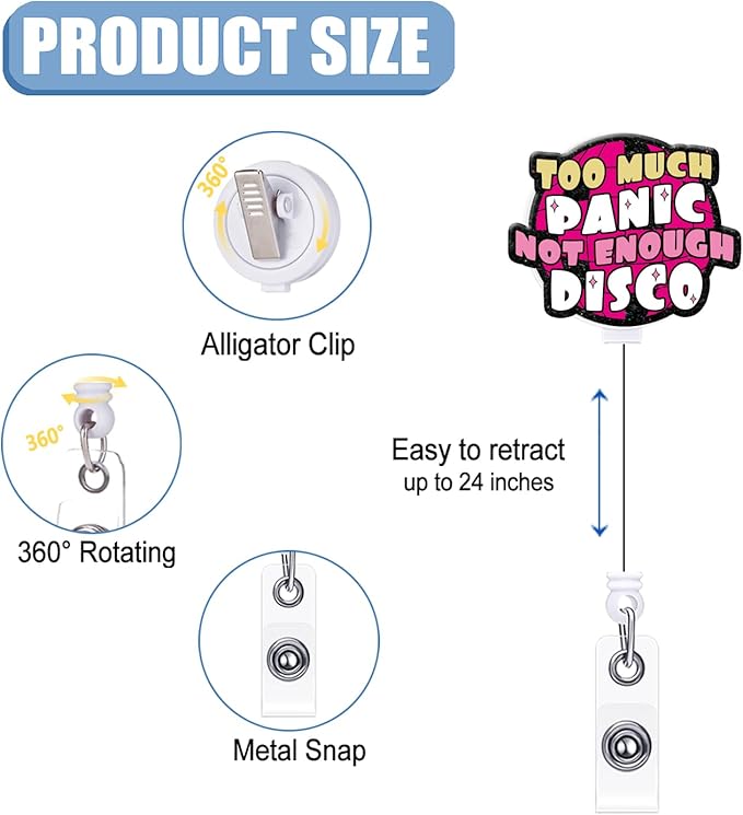 Generic Retractable Badge Reel with ID Clip Acrylic Text Badge Holder for Nurse, Doctor, Office Worker, Teacher, Students